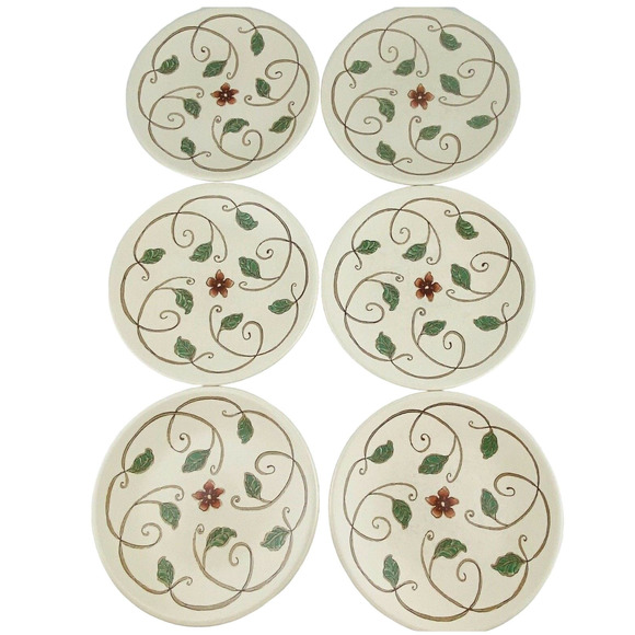 Pfaltzgraff Mission Flower Lot of 6 Coupe Salad Plates 8" Micro Dishwasher Safe - Picture 1 of 4